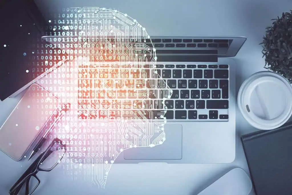 ai cloud figure with keyboard