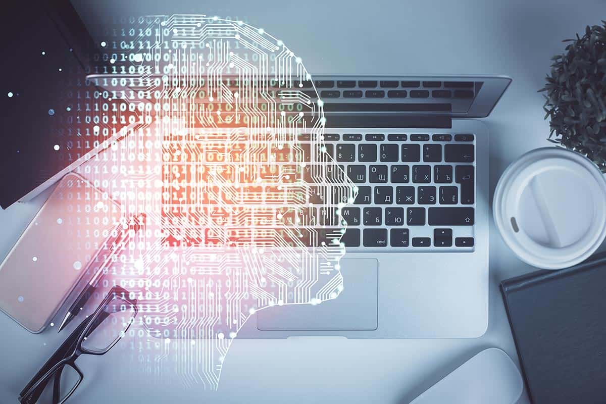 ai cloud figure with keyboard